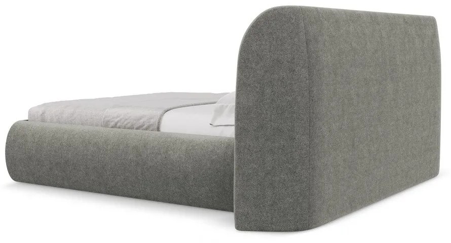 Sivá čalúnená dvojlôžková posteľ s úložným priestorom s roštom 140x200 cm Hauke – Makamii