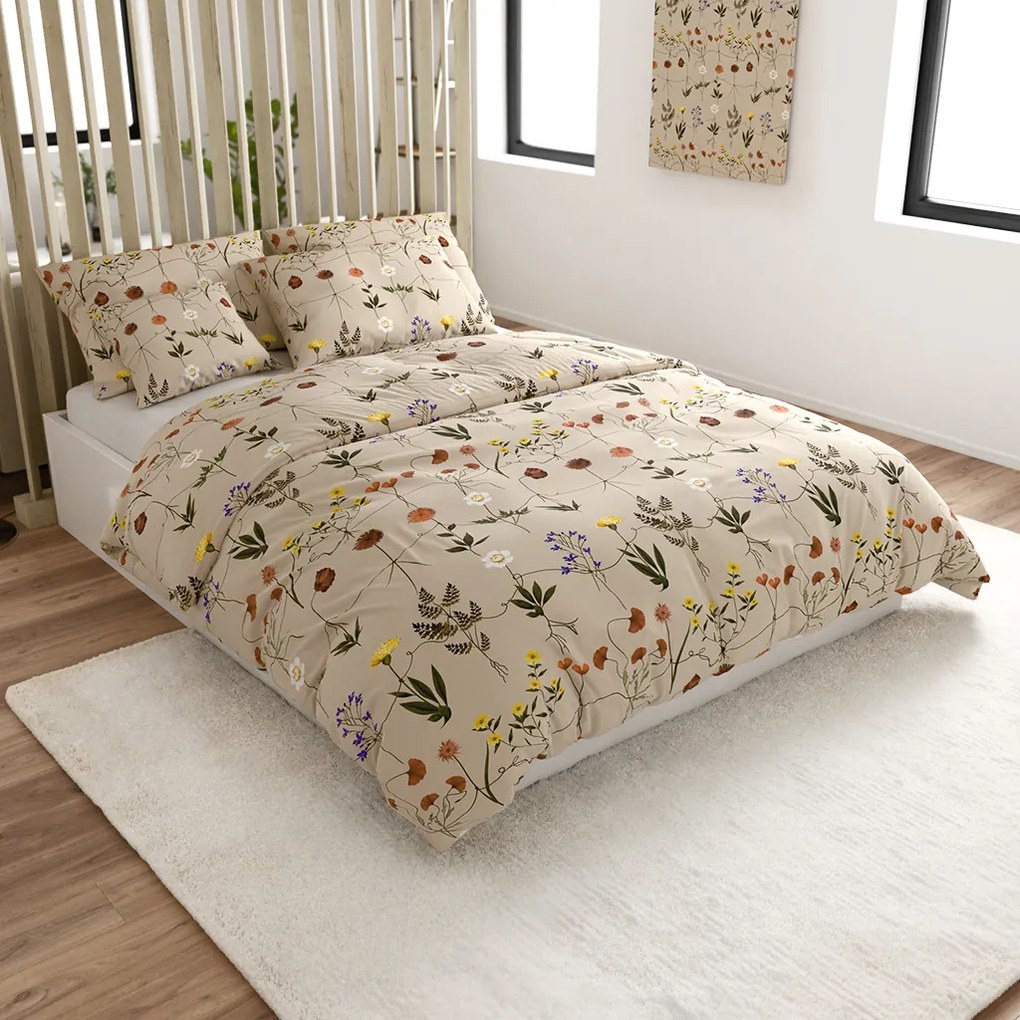 Obliečky z mikrovlákna HERBAR béžové Rozmer obliečky: 2 ks 70 x 90 cm | 200 x 220 cm