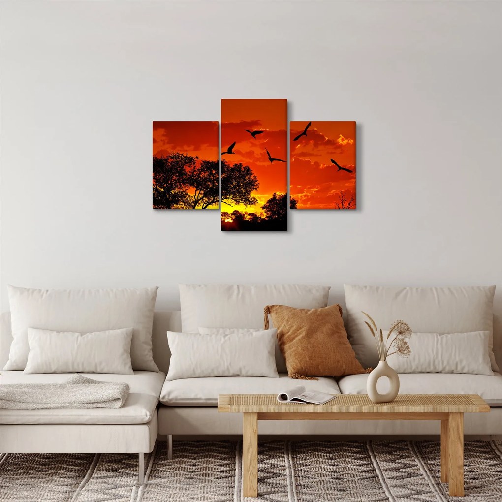 Obraz vtákov pri západe slnka (90x60 cm)