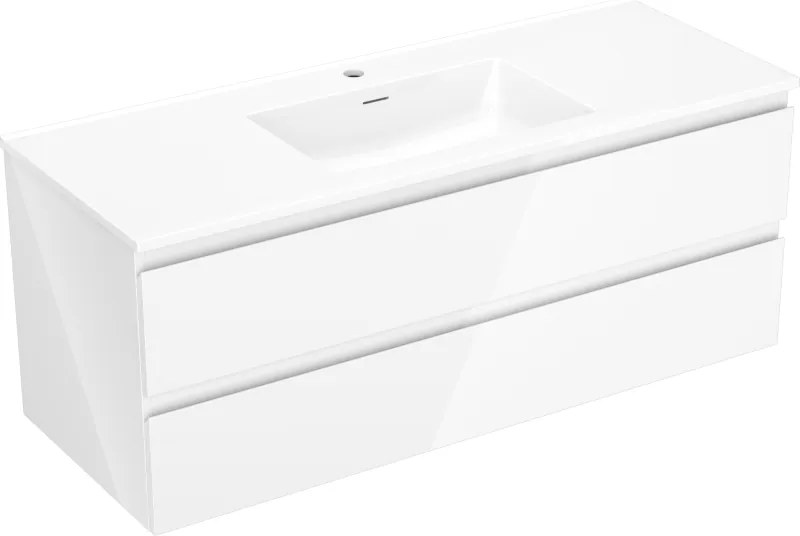 Mexen Orio, kúpeľňová skrinka 120 cm s umývadlom Otis, 2 zásuvky, biela lesklá, 91A10-12047-2-BFF00-W18M00