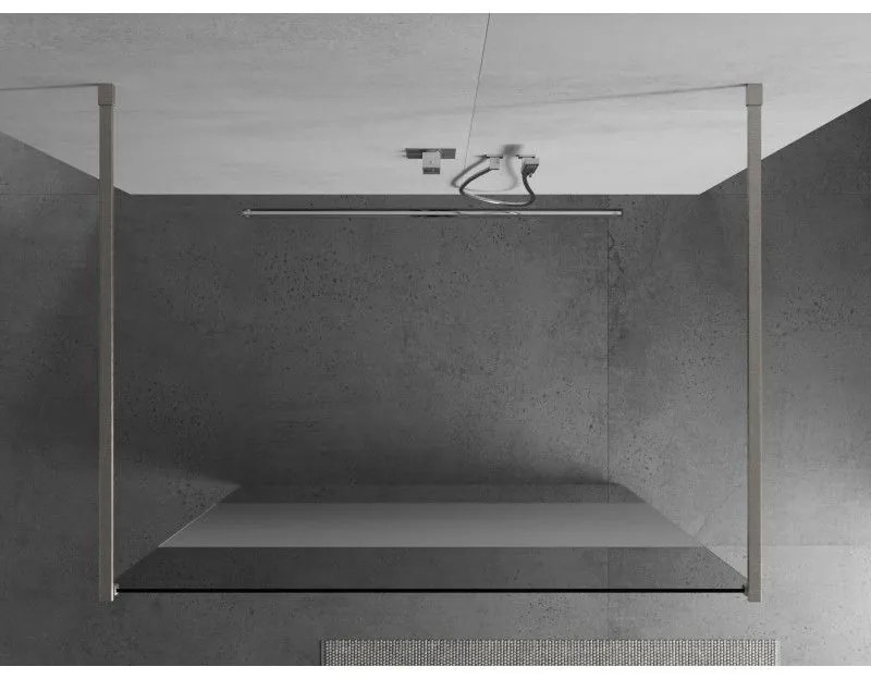 Mexen Kioto, sprchová zástena Walk-In 140 x 200 cm, 8mm číre sklo-námraza, brúsená oceľ profil, 800-140-002-97-35
