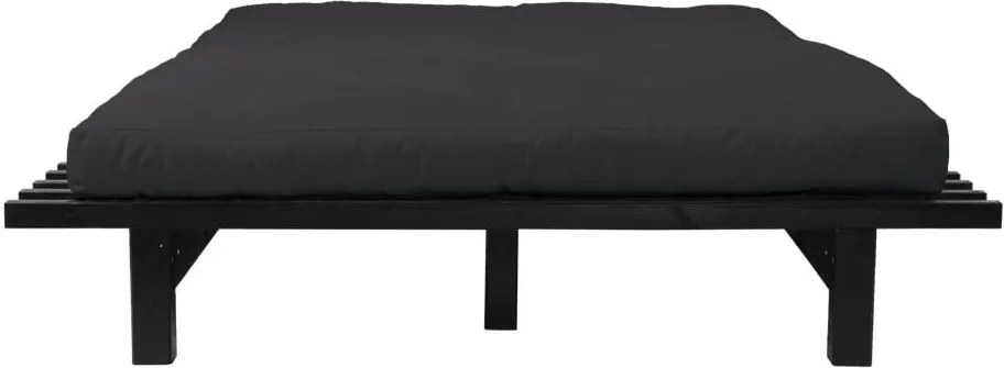 Dvojlôžková posteľ z borovicového dreva s matracom Karup Design Blues Comfort Mat Black/Black, 140 × 200 cm