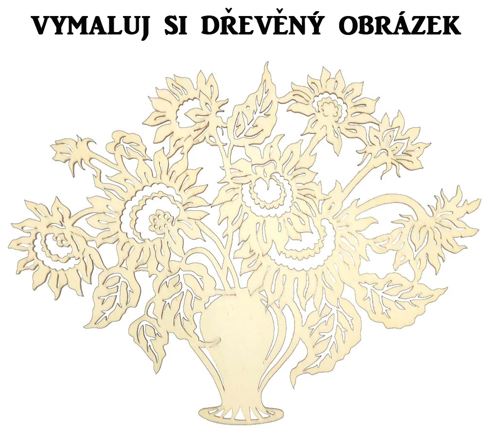 AMADEA Drevený obrázok na vymaľovanie kytice slnečníc 25 cm