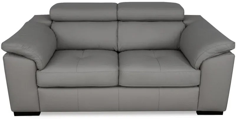 Moderná kožená pohovka LOREN II (2P), sivá (madras - 128 grey)