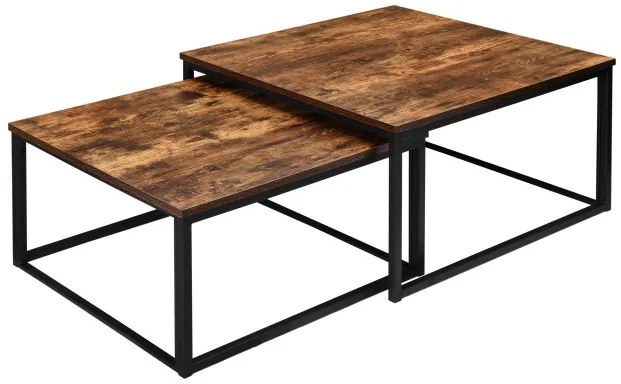 Sada 2 konferenčných stolíkov VELEN Rustic dub