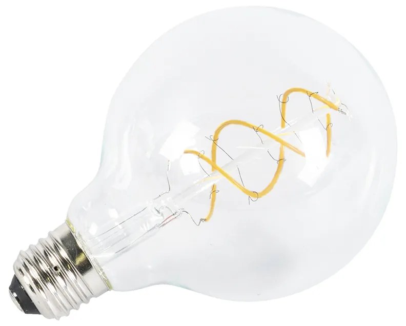 Sada 3 LED žiaroviek E27 s krúteným vláknom G95 priehľadné 5W 400lm 2200K