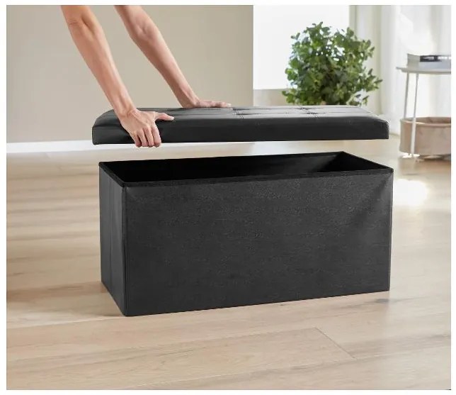 Livarno home Lavica s úložným priestorom, 82 x 40 x 40 cm (čierna)  (100384099)
