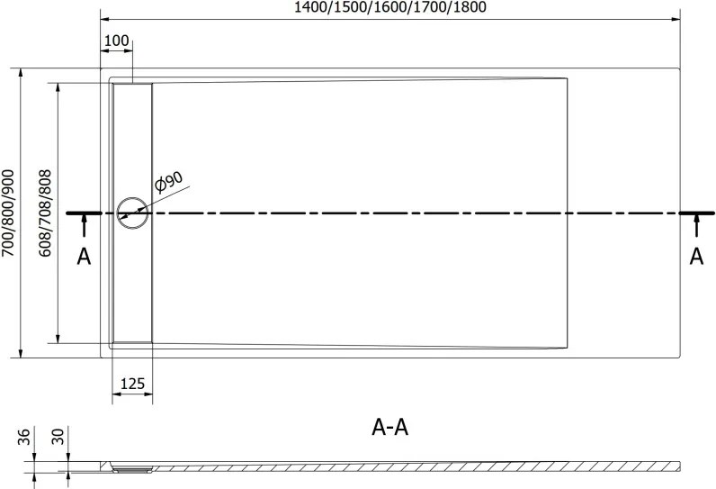 Mexen Amon obdĺžnikový sprchový kút SMC 140 x 70 cm, biely - 4F107014