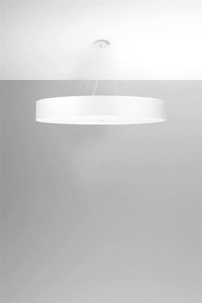 Závesné svietidlo Skala, 1x biele textilné tienidlo, (biele sklo), (fi 100 cm)