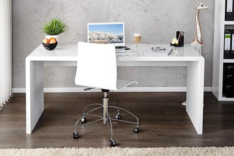 IIG -  Dizajnový pracovný stôl FAST TRADE 120 cm s vysokým leskom, biely