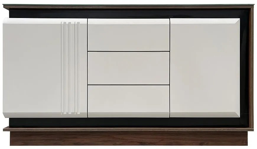 Komoda K4 145 Tmavý Orech/Kašmír/Čierny Mramor