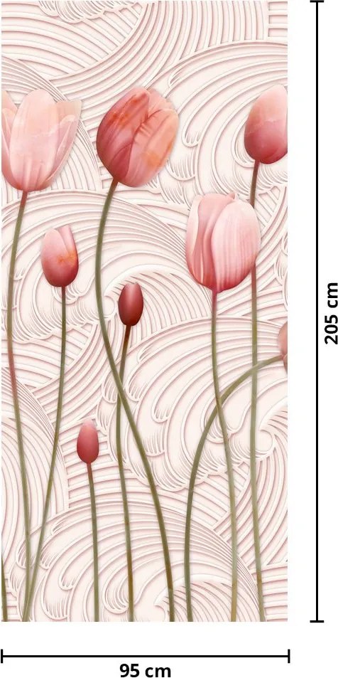 Fototapeta na dvere - Ružové tulipány (95x205cm)