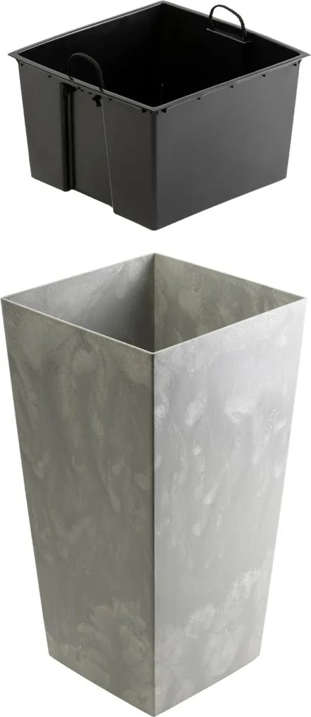 PLASTOVÝ KVETINÁČ PORTO 75X39,5X39,5 CM IMITÁCIA BETÓNU SIVÁ