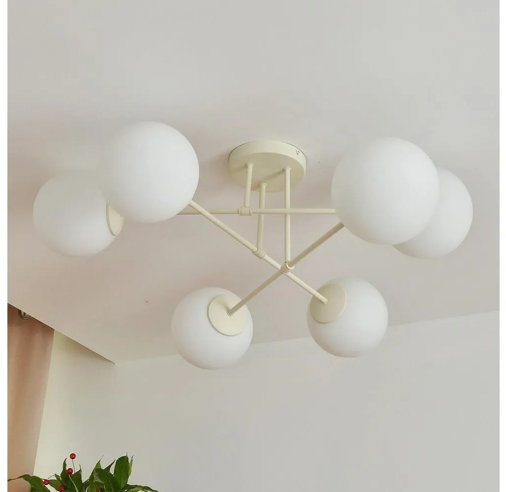 Helam Prisadené stropné svietidlo MOON 6xE27/15W/230V krémové W-2022+8020/6 SAND