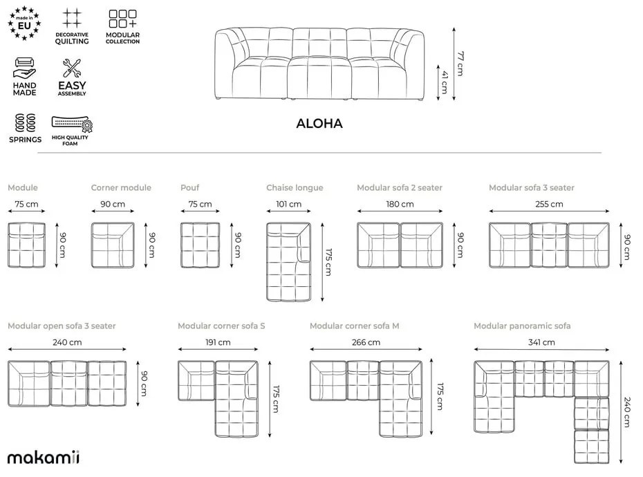 Modrá zamatová podnožka Aloha – Makamii