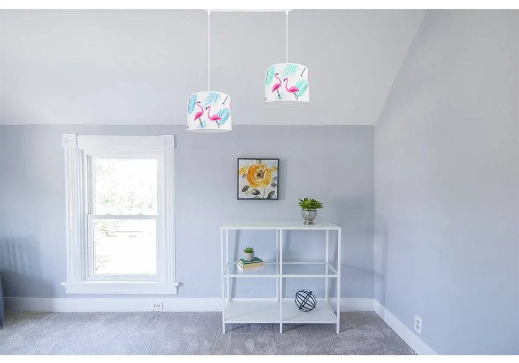 Detské závesné svietidlo Cone, 2x textilné tienidlo so vzorom (výber zo 6 farieb), (výber z 2 farieb konštrukcie)