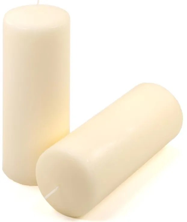 Sada stĺpových sviečok, 20 cm, Ø 7,5 cm, krémová, 6 ks