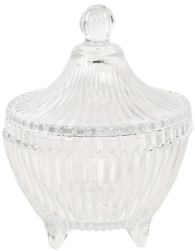 Zdobená sklenená dóza s vekom - Ø 9 * 12 cm