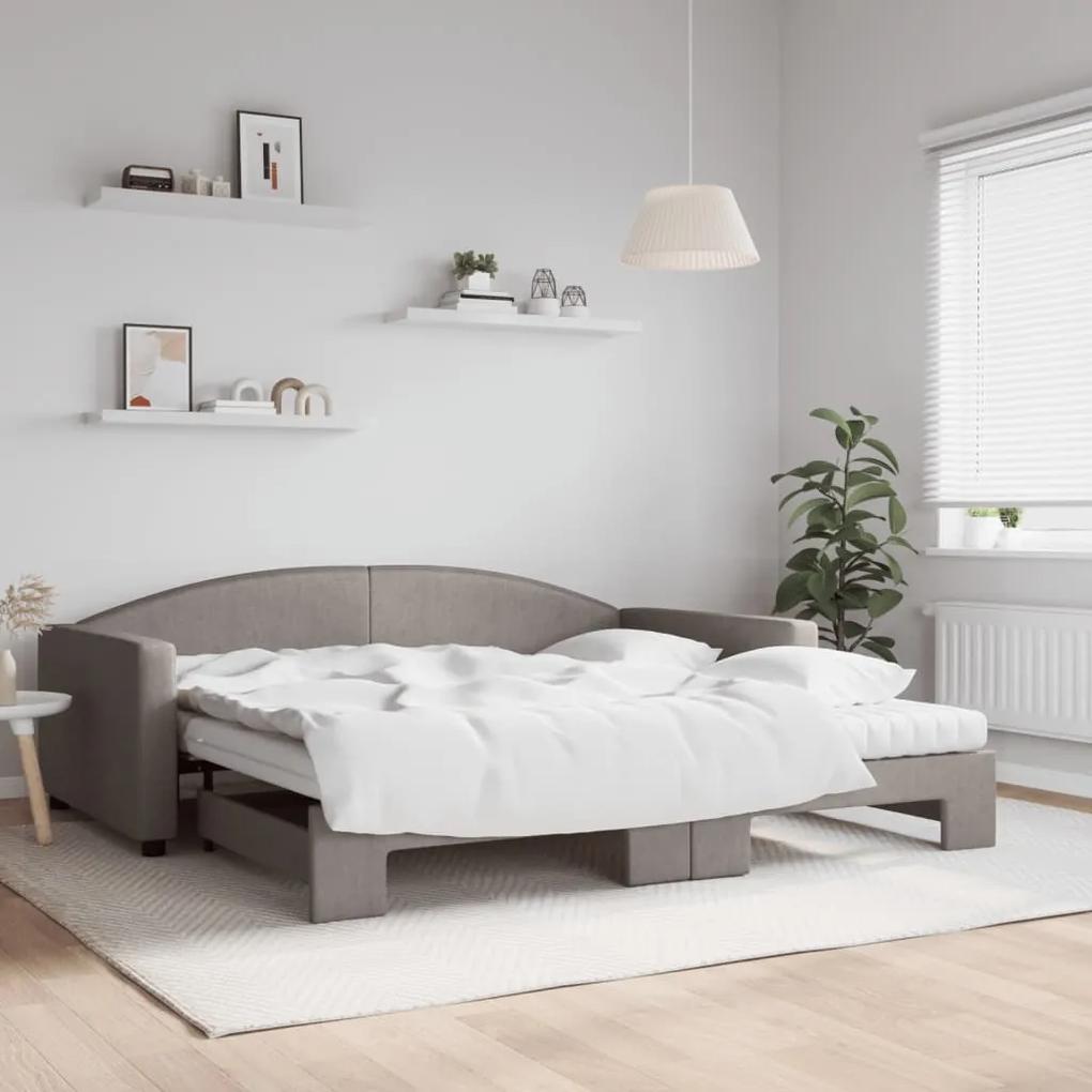 Rozkladacia denná posteľ s matracmi sivohnedá 100x200 cm látka 3197214