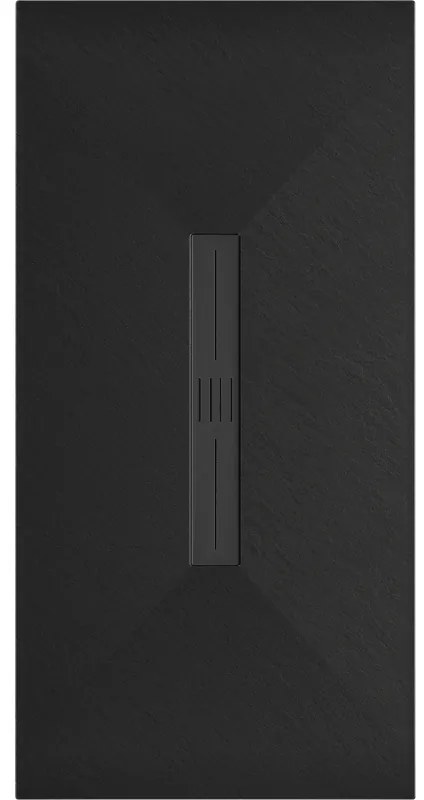 Mexen Toro, SMC obdĺžniková sprchová vanička 180 x 80 cm, čierna, čierna krytka, 43708018-B