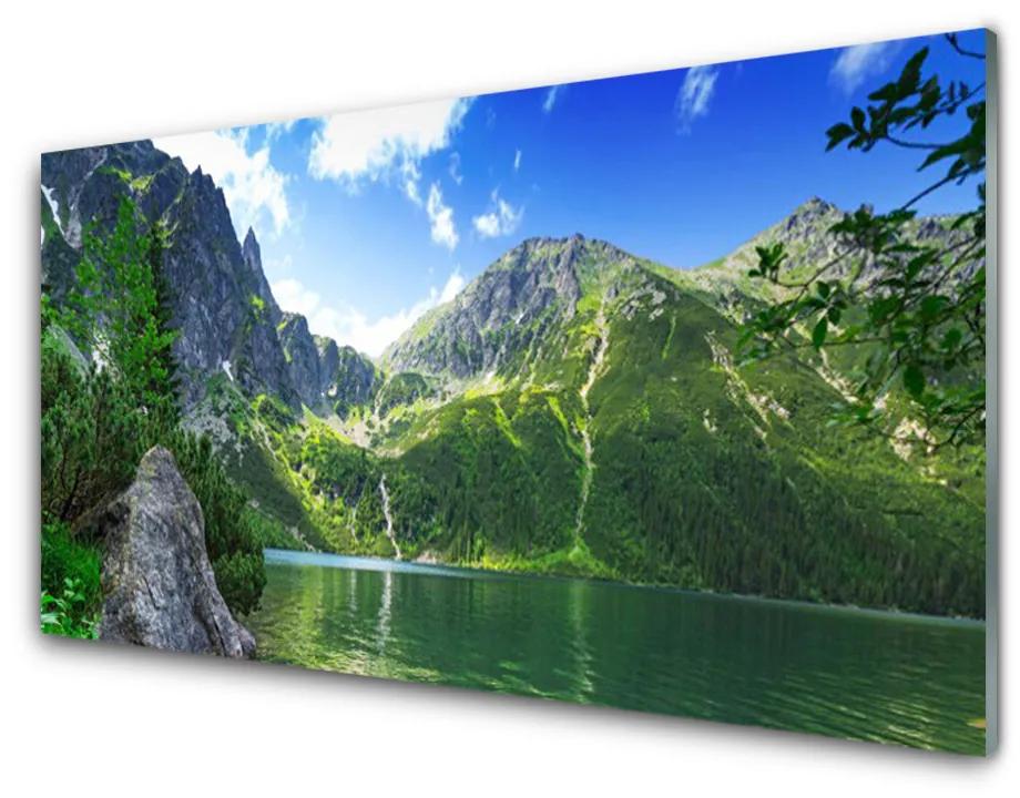 Obraz plexi Hora jazero príroda 140x70cm