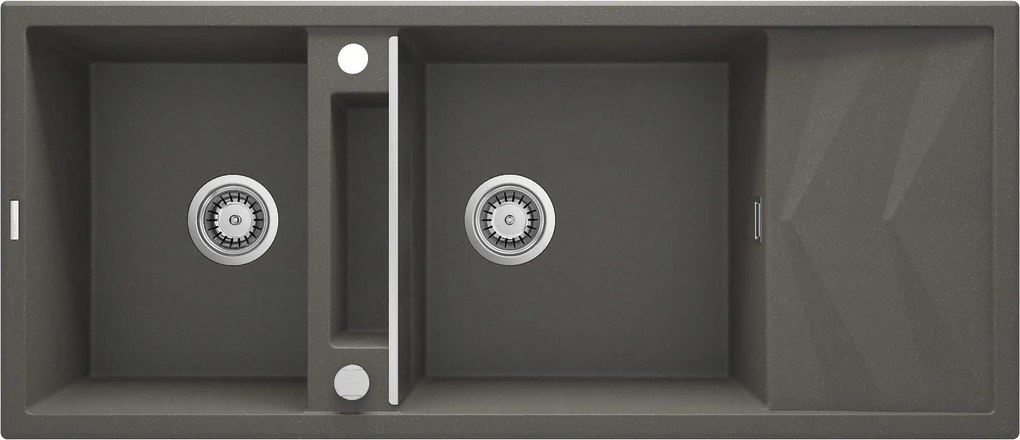 Deante Magnetic, 2-komorový granitový drez s odkvapkávačom 1160x500x224 mm, antracitová metalíza, DEA-ZRM_T213
