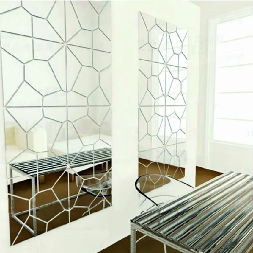 Nalepovacie zrkadlo geometrické tvary - DEKRAJ: Zrkadlo Silver Plexisklo 20 cm 2159-105669 SV000005S - 20x20 cm - 1kus