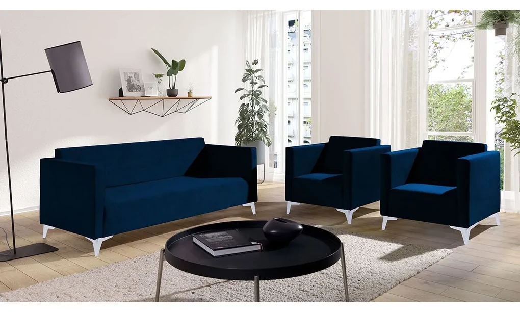 Sedacia súprava Denim 3+1+1, Dostupné poťahy: Solo 257, Farby nožičiek: dub