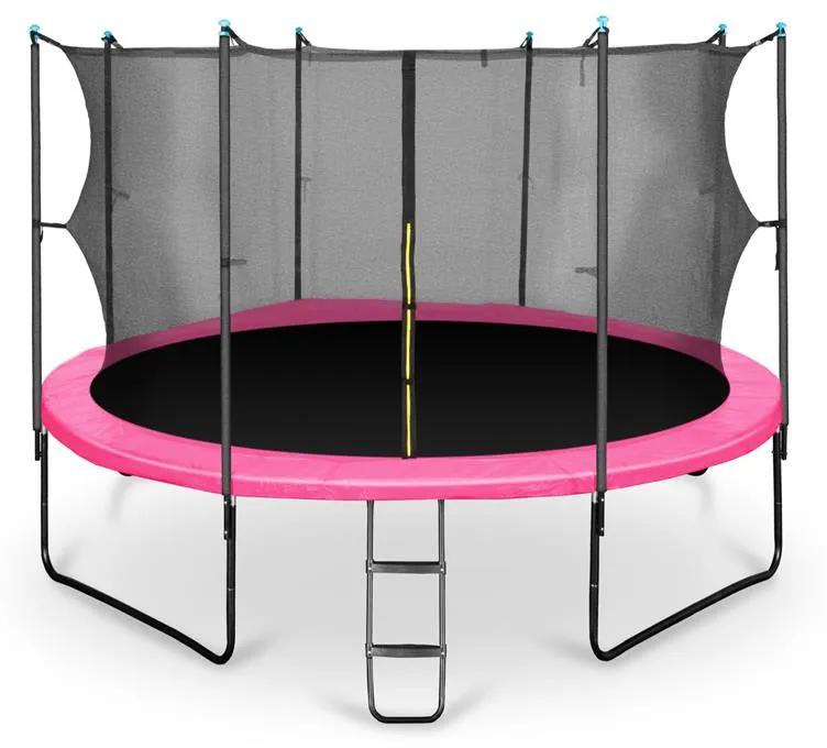 Rocketgirl 430, 430 cm trampolína, vnútorná bezpečnostná sieť, široký rebrík, ružová