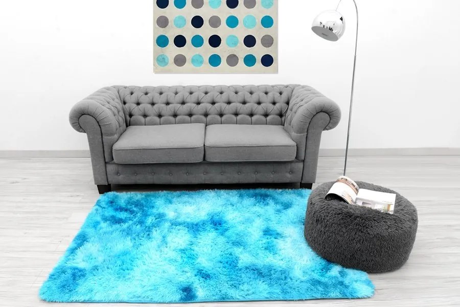DomTextilu Ombre plyšový koberec modrej farby 120 x 170 cm 9778