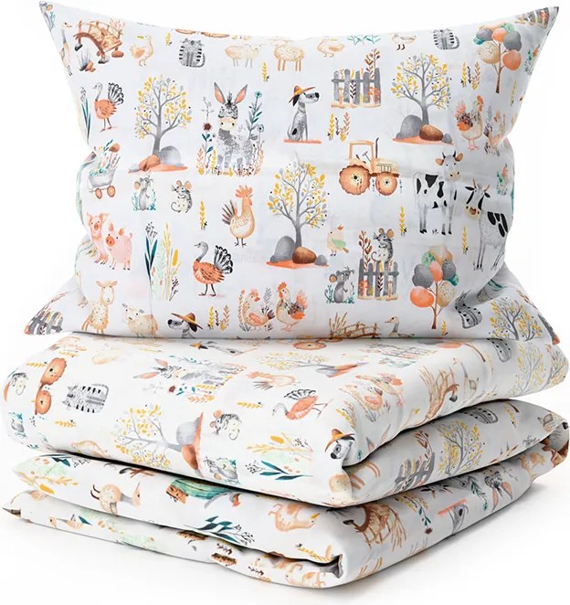 Bavlnené obliečky do postieľky HAPPY FARM biele Rozmer obliečky: 45 x 65 cm | 90 x 135 cm