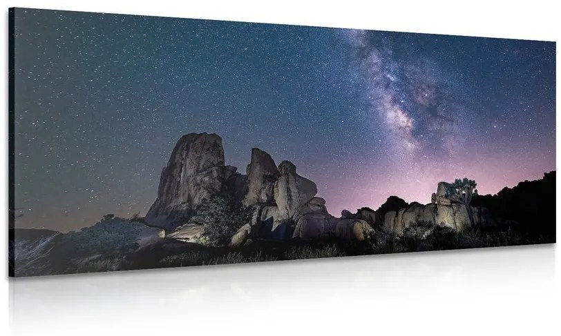 Obraz hviezdna obloha nad skalami - 120x60