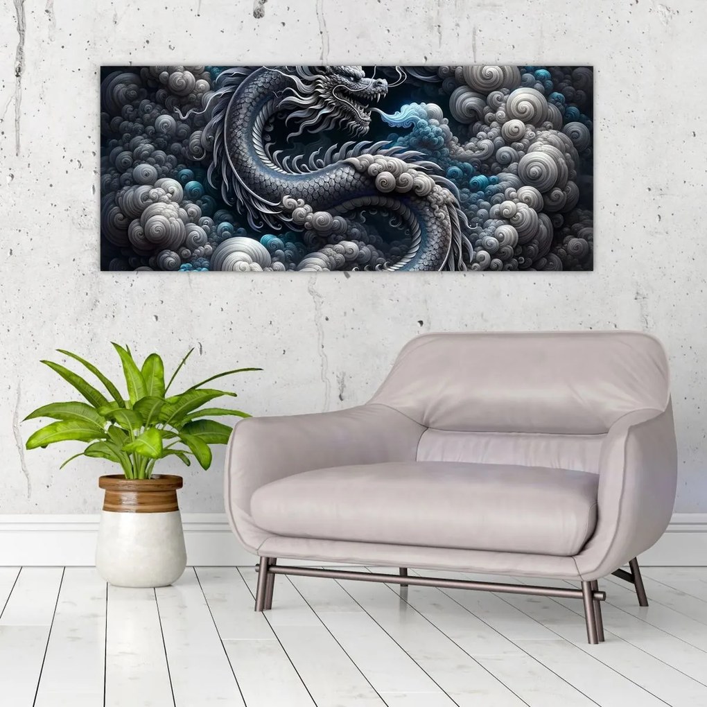 Obraz – Drak v dyme (120x50 cm)