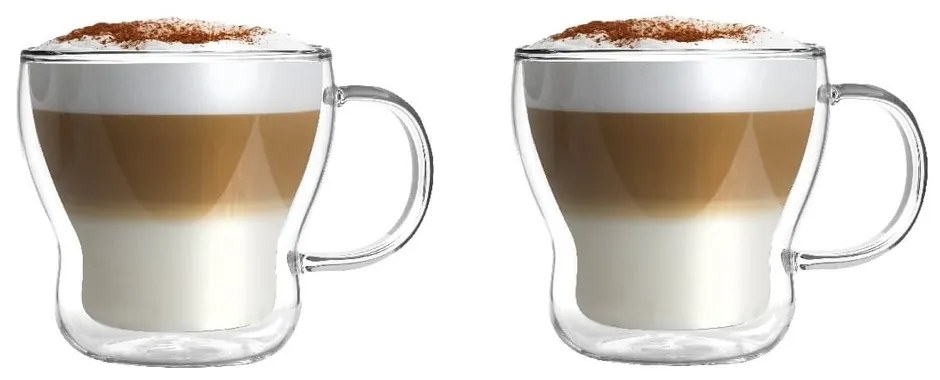 Sklenené hrnčeky v súprave 2 ks na cappuccino/dvojstenné 370 ml Bolla – Vialli Design