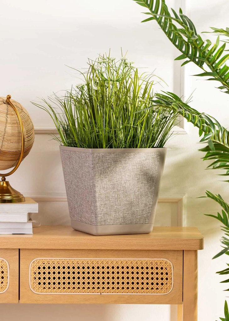 PLASTOVÝ KVETINÁČ PILEA TX 24X24 CM SIVÁ