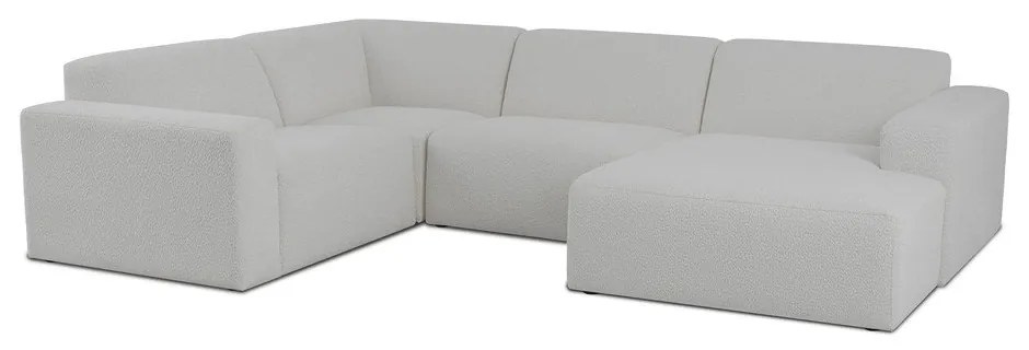 Biela rohová pohovka z textílie buklé (do "U") Roxy – Scandic