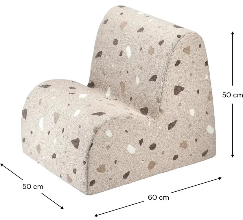 Svetlohnedé detské kresielko z textílie buklé/ženilkové Terrazzo Cloud – Wigiwama