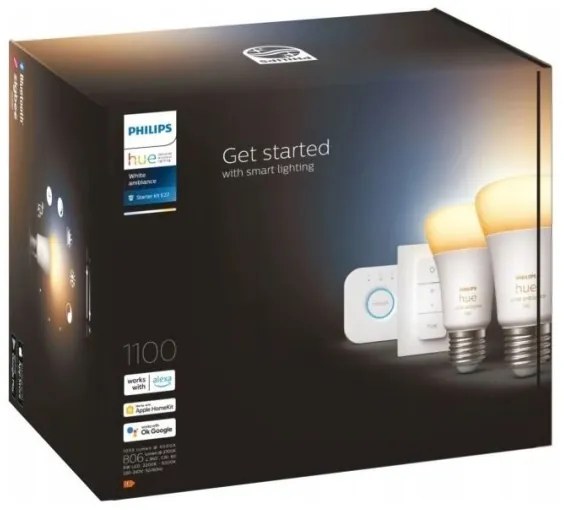 Základná sada Philips Hue WHITE AMBIANCE 2xE27/8W/230V + zariadenie k prepojeniu