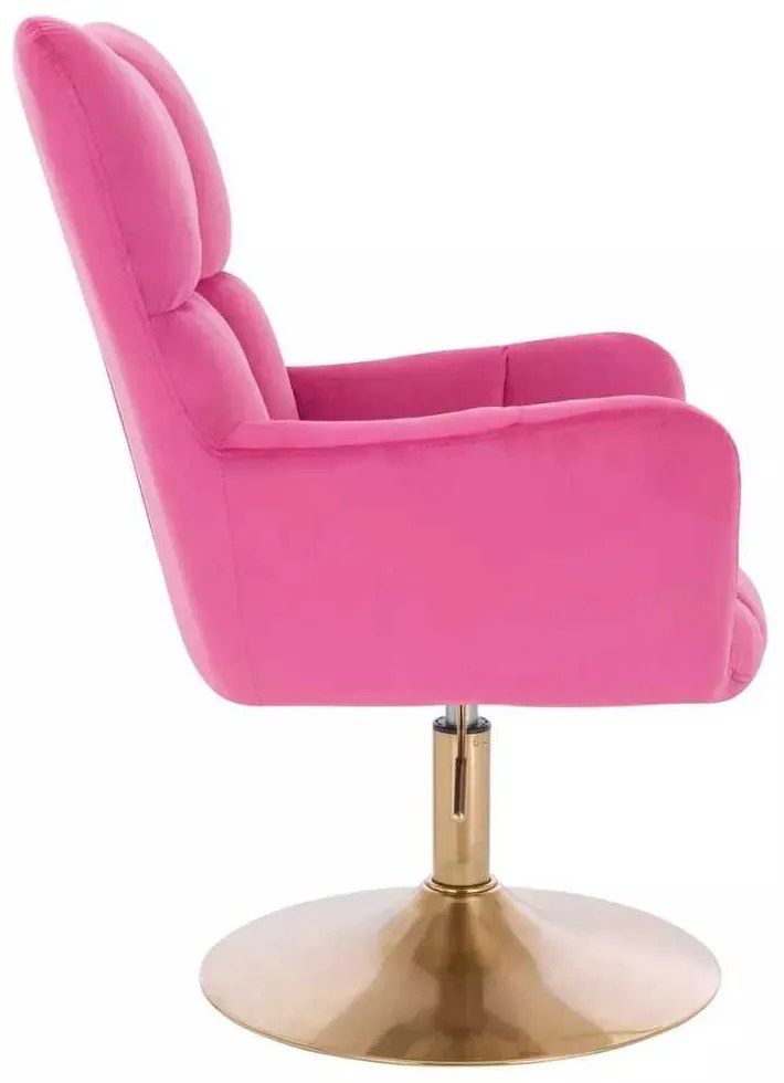LuxuryForm DESIGN Otočné kreslo AURORA VELUR na zlatom tanieri - tmavoružové