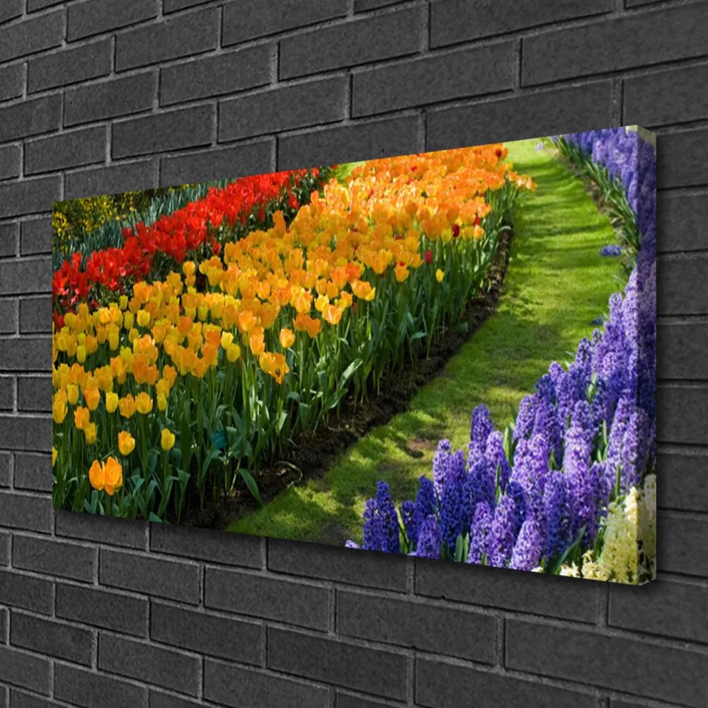 Obraz Canvas Kvety záhrada tulipány 125x50 cm
