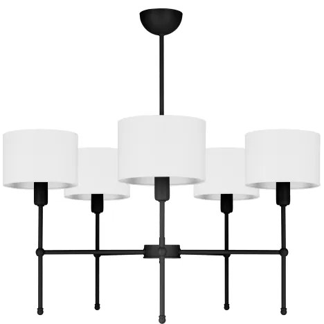 Luster na tyči MADELA 5xE14/40W/230V biela/čierna