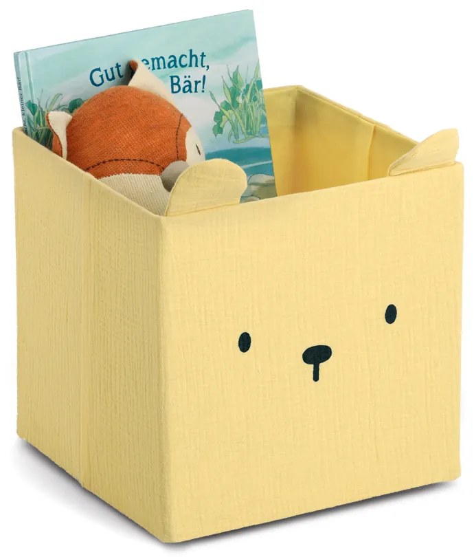 Úložné boxy na hračky, štvorcový tvar MUŠELÍN, žltá, 28x28x28