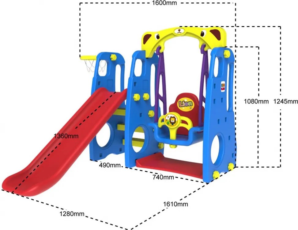 Ramiz Záhradná šmýkačka 3v1 Swing Basketbal pre deti Modrá