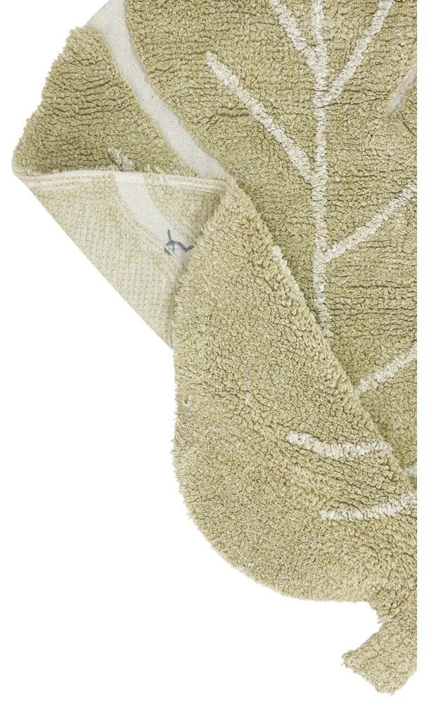 Kaki prateľný ručne tkaný bavlnený detský koberec 75x100 cm Mini Monstera Olive – Lorena Canals