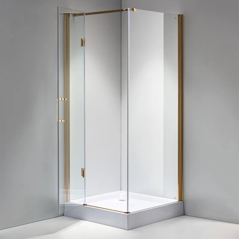 BPS-koupelny Štvorcový sprchový kút KZ1390A GL 80x80 zlatá/transparent - bez vaničky