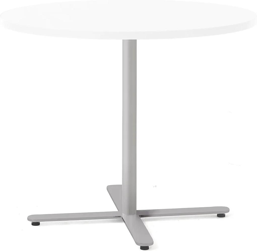 Stôl Tilo, Ø900x720 mm, strieborná / biela