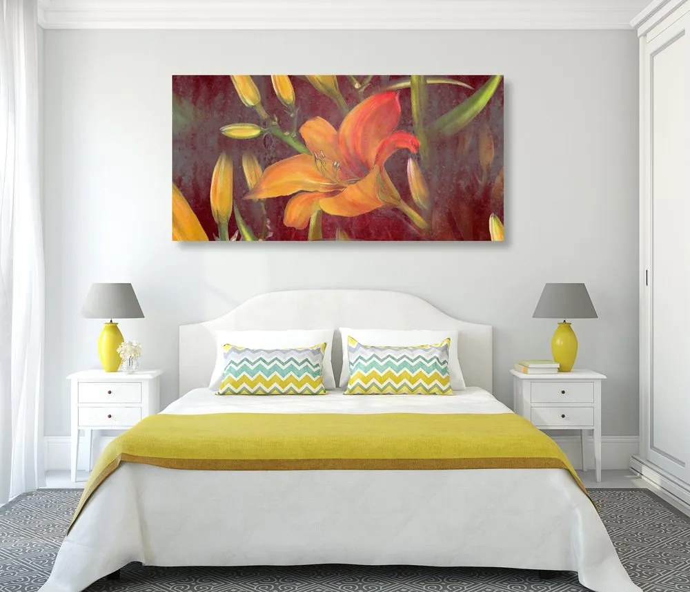 Obraz rozkvet oranžovej ľalie Varianta: 100x50