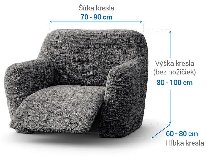 Bielastické poťahy VITTORIA šedá relaxačné kreslo (š. 70 - 90 cm)