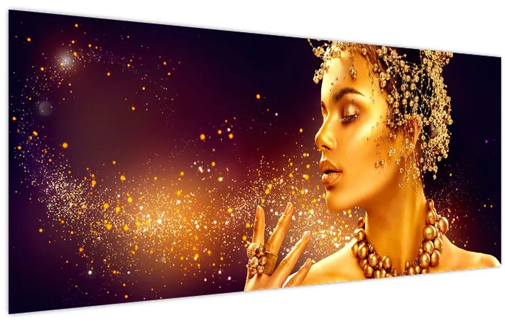 Obraz - Zlatý makeup (120x50 cm)