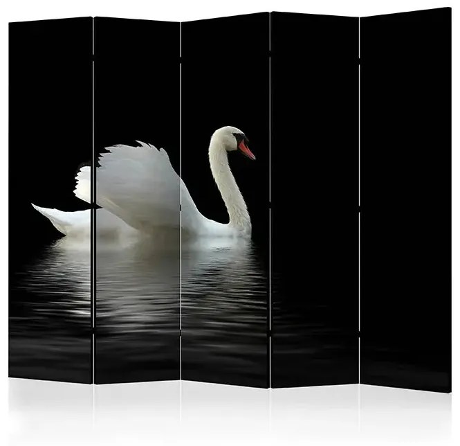 Paraván - swan (black and white) II [Room Dividers] Veľkosť: 225x172, Verzia: Jednostranný